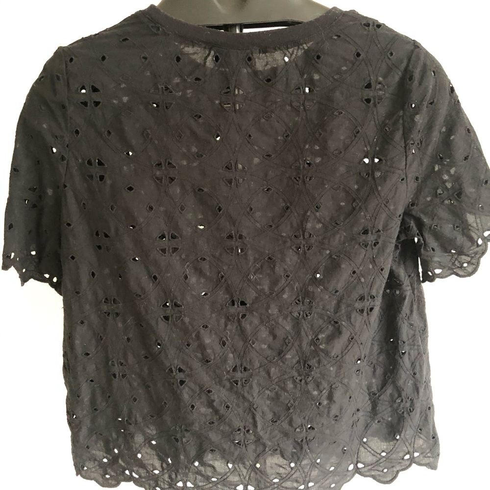 Who What Wear Black Eyelet short sleeve blouse - Picture 5 of 8